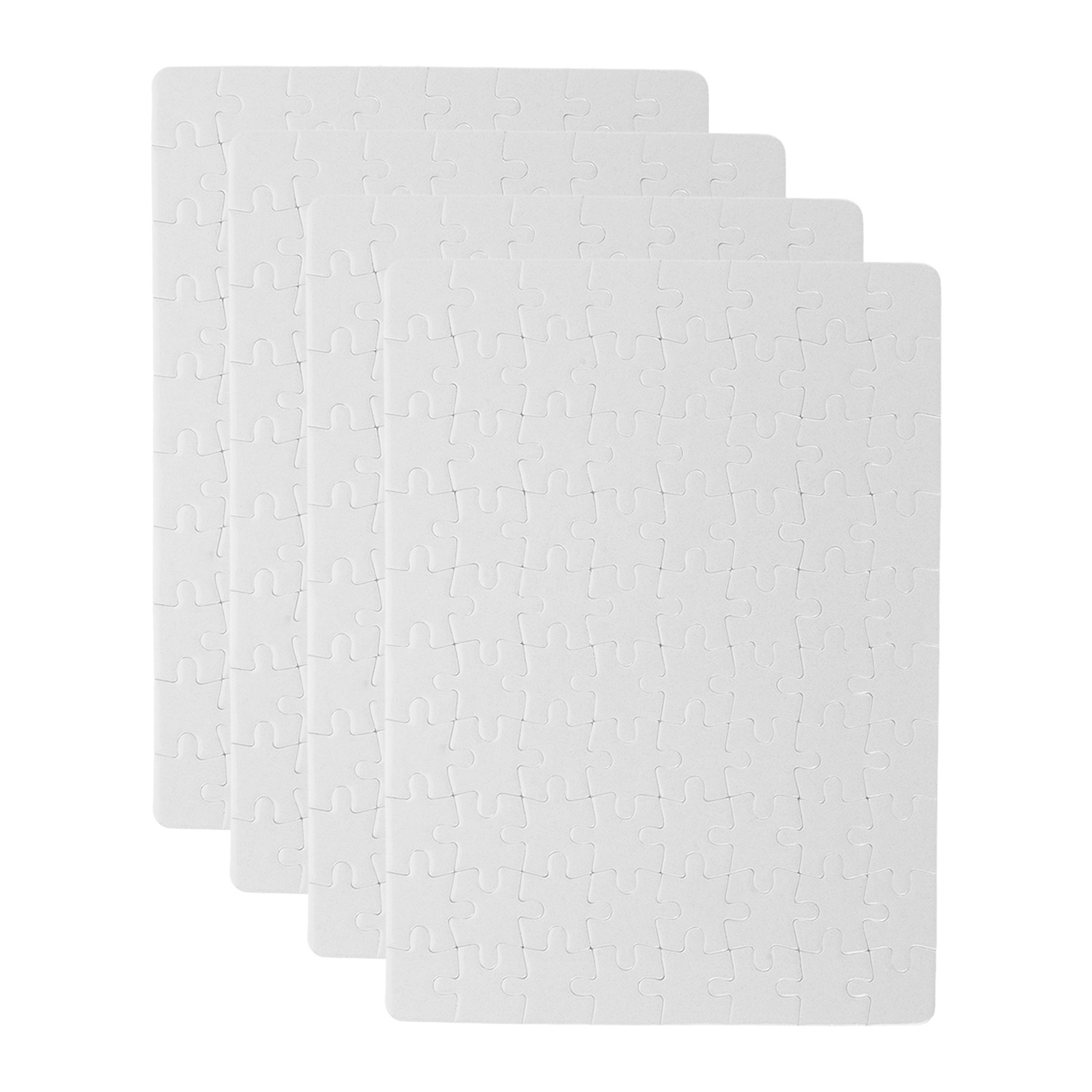 Puzzle Blank White - 4枚入り白いパズルピース、昇華プリントDIYプロジェクト用描画パズル、家族で楽しめるジグソーパズルおもちゃ