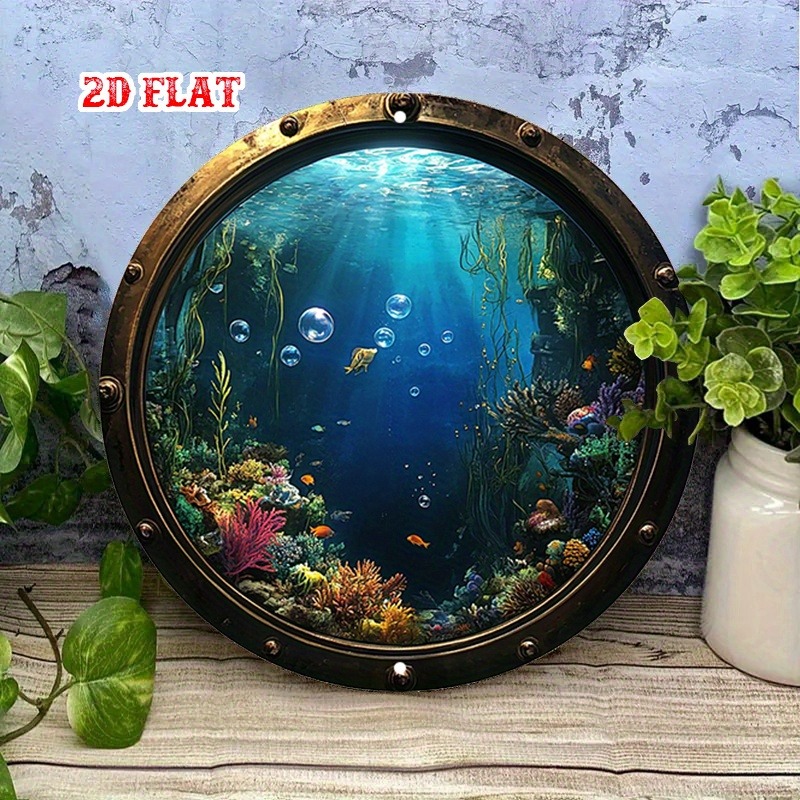 素朴なヴィンテージメタルウォールサイン - 魚のいる水中の風 - Metal Photo Panel のレビューと価格