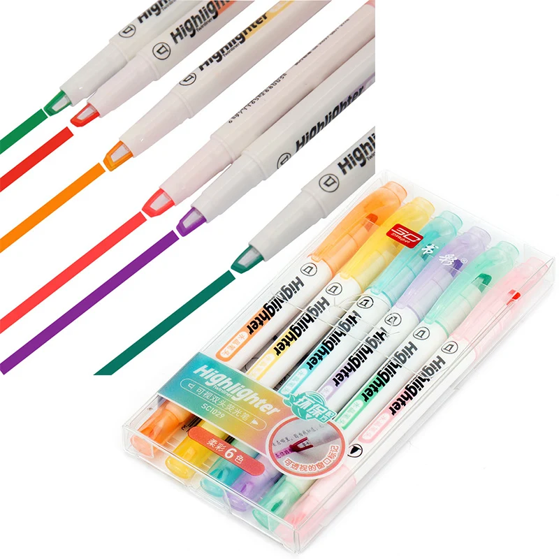 6 色/セットユニークなウィンドウチップ蛍光ペンダブルヘッド - Stabilo Marker Boss のレビューと価格